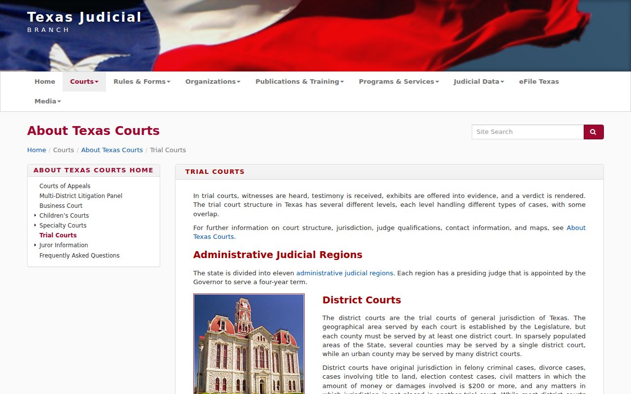Brazos County arrest warrant court jurisdiction reference for Texas trial courts