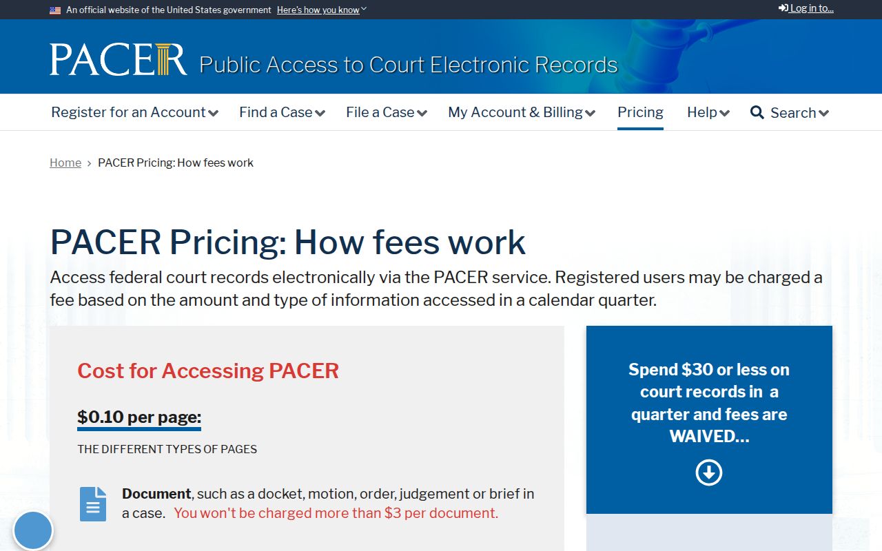 Brazos County federal warrant docket access information for PACER